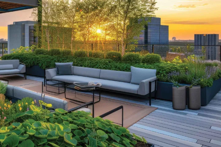 Sky garden lounge at One by MSN at sunset
